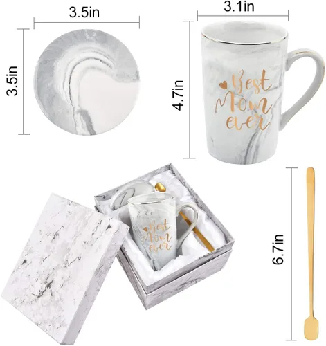 Miniatura 6 de YHRJWN Regalos para mamá, mejor taza de café de mamá, regalos de cumpleaños para mamá de hija e hijo, idea de regalo para mamás para Navidad, día