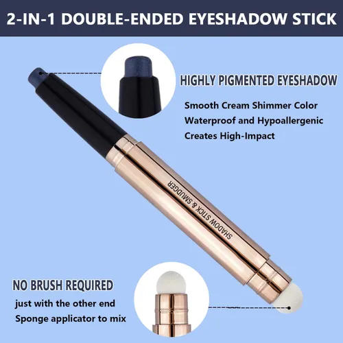 Miniatura 3 de Barra de Sombra de Ojos Negra, Lápiz de Sombra de Ojos Individual Cremoso Suave con Brillo, Barra Iluminadora de Sombra de Ojos Hipoalergénica Negro