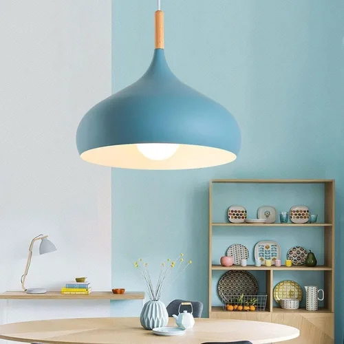 Miniatura 2 de Lámpara colgante de color macarrón para interiores de altura ajustable, lámpara nórdica industrial E27, lámpara de techo para cocina, isla, comedor