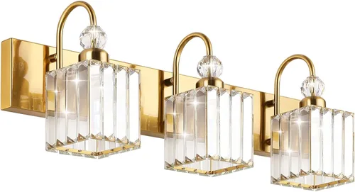 Miniatura 37 de Ralbay - Luces LED modernas de tocador para baño de 5 luces, luces de tocador de cristal sobre espejo, lámparas modernas de tocador para baño