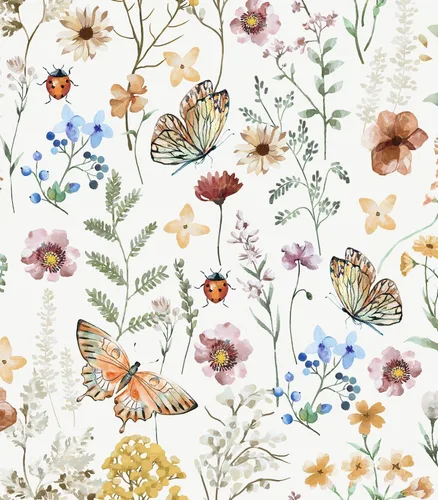 Miniatura 13 de Timeet Papel tapiz vintage para despegar y pegar, papel tapiz floral bohemio, papel de contacto de mariposa, papel de pared autoadhesivo extraíble