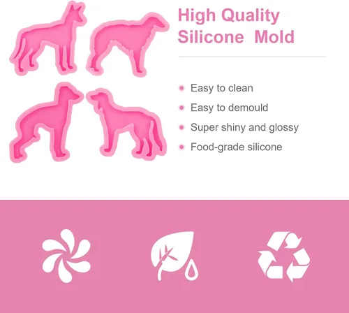 Miniatura 4 de Kit de 44 moldes de resina epoxi – 4 moldes de silicona con diferentes formas de perro con accesorios, moldes de fundición de resina epoxi, moldes
