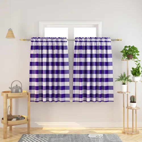 Miniatura 123 de Cenefas de cortina para ventana de 16 pulgadas de largo, 2 paneles de cuadros búfalo, cortinas pequeñas con bolsillo para barra, estilo clásico