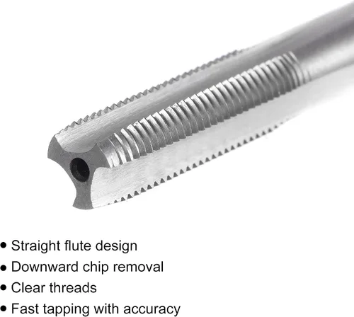 Miniatura 3 de uxcell Rosca de fresado roscado M7 x 0.75, máquina métrica izquierda HSS (acero de alta velocidad) sin recubrimiento 3 flautas rectas Tornillo H2