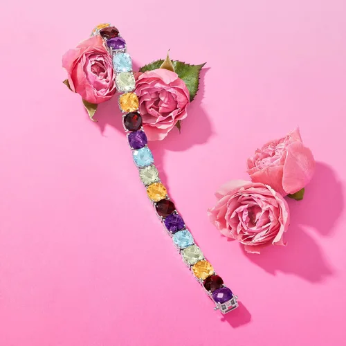 Miniatura 5 de Ross-Simons Pulsera de tenis de 50.00 quilates con piedras preciosas múltiples en plata de ley, Gema, multi