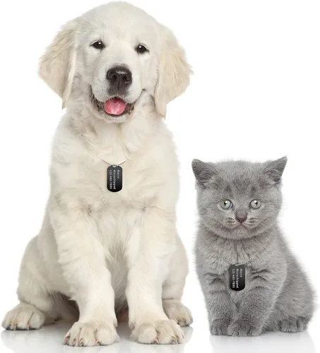 Miniatura 5 de Yinkin Juego de 200 etiquetas militares personalizadas para perro, incluye 100 etiquetas de perro de aluminio en blanco para grabar, 100 bolas