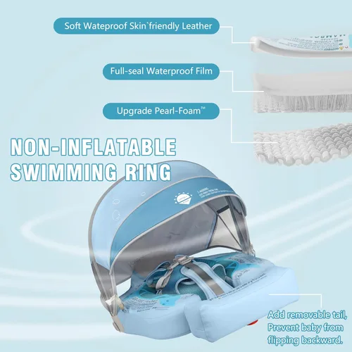 Miniatura 7 de Flotadores para bebé para piscina con dosel toldo de protección solar extraíble Mambobaby Float No Inflable Mejora Añadir cola Evitar Voltear