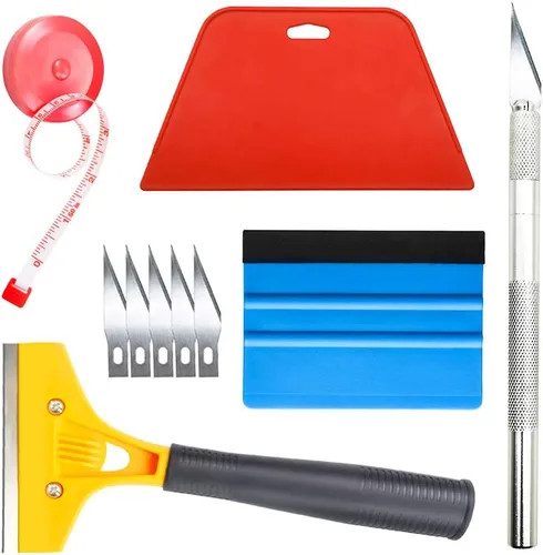 tiptopcarbon Herramienta de alisado de papel pintado con raspador de 8 pulgadas para papel adhesivo, vinilo adhesivo, paquete de 10 unidades 03 Kit