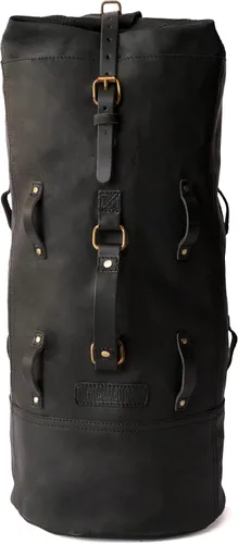 Miniatura 18 de Bolsa de lona para motocicleta de cuero genuino de grano completo resistente de inspiración militar Alforja Bolsa de fin de semana Con correas