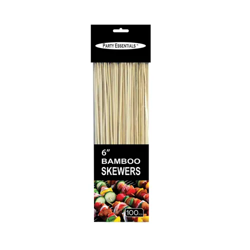 Party Essentials Brochetas de bambú natural desechables compostables de 6", 1200
