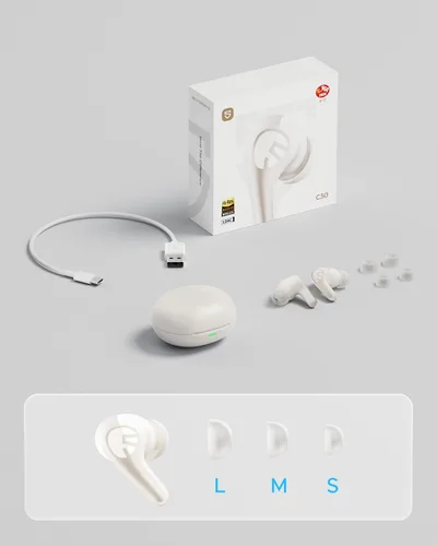 Miniatura 9 de SoundPEATS C30 Auriculares híbridos ANC, audio LDAC de alta resolución, tiempo de reproducción de 52 horas, auriculares inalámbricos con cancelación