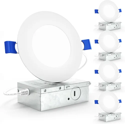 Sunco - Luces LED empotrables de 4 pulgadas, iluminación de techo delgada sin lata, 650 LM, 10 W (equivalente a 60 W), 6000 K luz diurna de lujo,