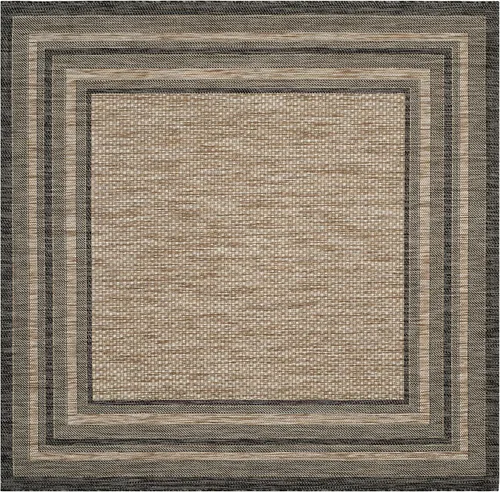 Miniatura 95 de SAFAVIEH Alfombra lavable al aire libre Courtyard Collection – 4' x 5'7", beige oscuro y beige, no desprende pelusa y fácil de limpiar, ideal