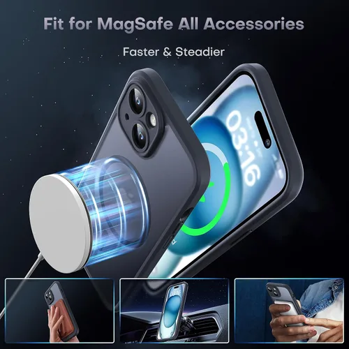 Miniatura 699 de TOCOL Funda para iPhone 11, compatible con Magsafe, protección completa de cámara, imanes integrados, protección contra caídas, funda translúcida