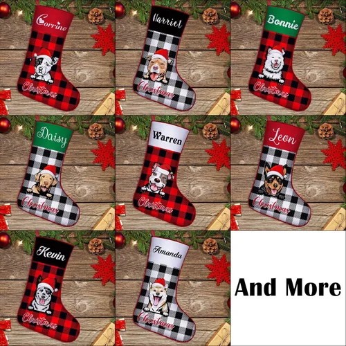 Miniatura 2 de Medias de Navidad de raza de perro personalizadas con texto de nombre, regalos de decoración de calcetines de Navidad personalizados para perros