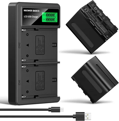 Miniatura 12 de Neewer Paquete de 4 baterías de repuesto de 7.4 V 6600 mAh NP-F970 con cargador de batería de 4 canales y adaptador de corriente, compatibles