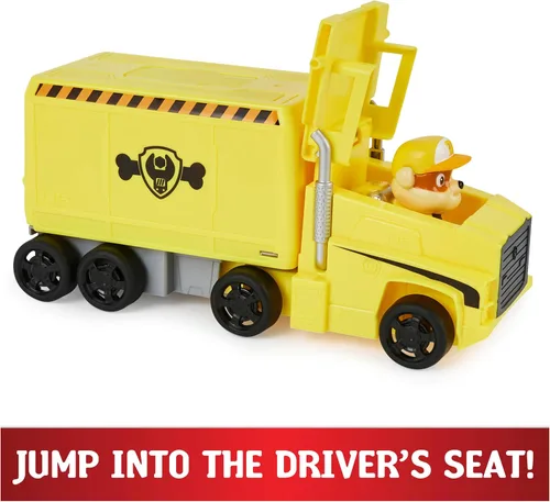 Miniatura 5 de PAW Patrol, Camiones transformables de Rubble de Big Truck Pup con figura de acción coleccionable, juguetes para niños mayores de 3 años Escombros