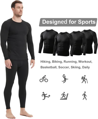 Miniatura 4 de HOPLYNN Paquete de 45 camisas de compresión térmica para hombre, manga larga, caza, correr, capa base, equipo para invierno y clima frío