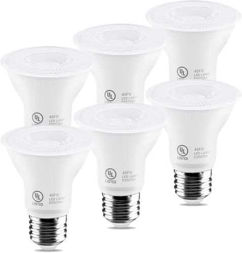 Bombilla LED Par20 de 7 W (equivalente a 50 W), con certificación UL, 2700 K, luz blanca ultra cálida regulable, 500 lúmenes, base E26, iluminación