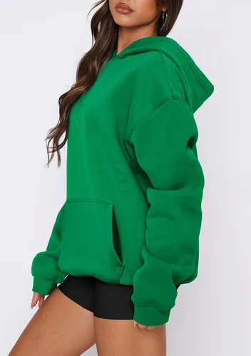 Miniatura 67 de onlypuff Sudadera casual con capucha para mujer, de manga larga, con bolsillo de canguro, hombro caído