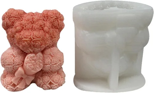 Miniatura 11 de Molde de silicona de oso de flores 3D, molde de vela de silicona, moldes de resina de oso de flores de corazón para hacer velas, molde de jabón