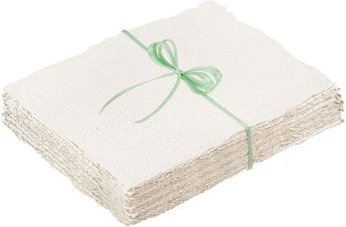 50 hojas de papel con borde deshilachado de 2 x 3.5 pulgadas, 160 g/m² Papel hecho a mano con textura áspera para acuarela, ideal para invitaciones