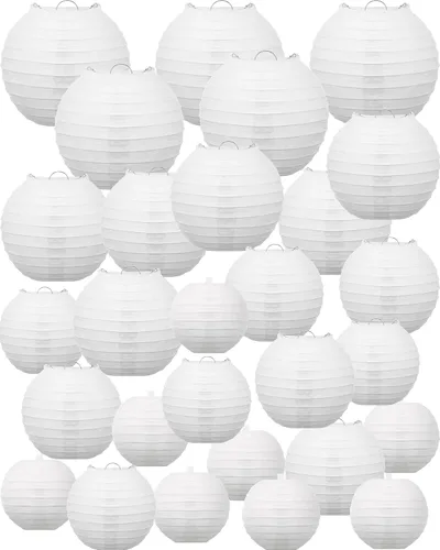 Miniatura 8 de Treela 60 Pcs Paper Lanterns Bulk for Wedding, 4'' 6'' 8'' 10'' 12'' Round Chinese Lanterns for Bridal Shower Birthday Party Decorations, Hanging