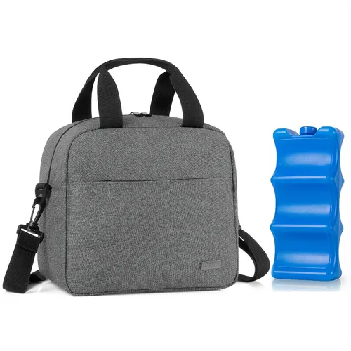 Teamoy Bolsa enfriadora de leche materna con bolsa de hielo para 6 biberones grandes de hasta 9 onzas, bolsa enfriadora de biberones de viaje para