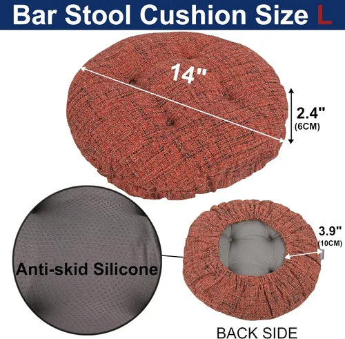 Miniatura 2 de SINOSSO Cojín moderno para taburete de bar de diámetro 14, diseño de entretejido de moda, antideslizante, de silicona, redondo, funda acolchada Rojo