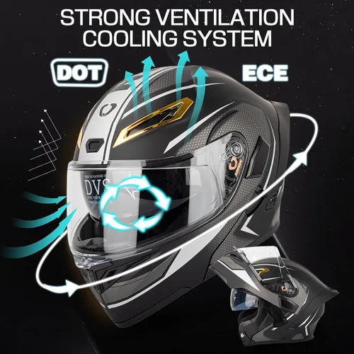Miniatura 2 de Casco modular Bluetooth para motocicleta, certificado DOT, abatible, de cara completa, antivaho, doble máscara, casco de motocicleta de calle