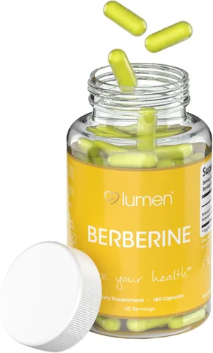 Lumen Naturals Berberina para mujer – 1800 mg por porción – 180 cápsulas – 60 porciones – Hecho con berberina premium – Sin OMG, sin gluten, fórmula