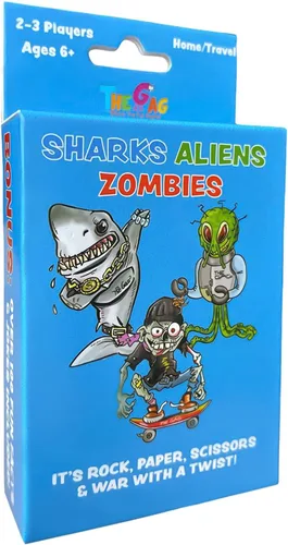 Sharks Aliens Zombies: divertido juego de cartas para niños jugado como tijeras de papel de roca, guerra para la familia, juego de noche, regalo de