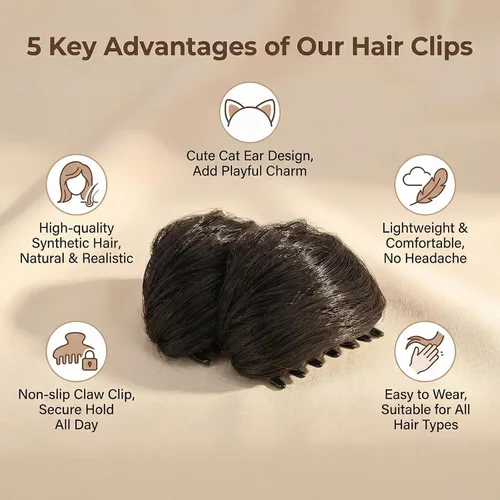Miniatura 4 de Orejas de gato con clip de pinza de moño en moño espacial, extensiones de cabello con orejas de gato, accesorio de peluca, extensiones de cola
