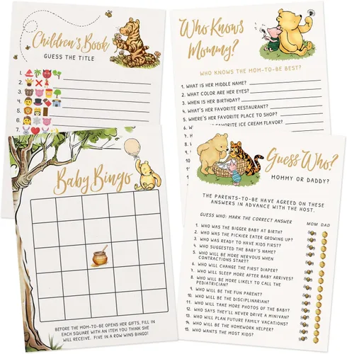 Miniatura 9 de Juego de Adivina Cuántos para Baby Shower, Juego de 30, Suministros para Fiestas - Colección Clásica de Winnie Pooh (Juego de Cuántos)