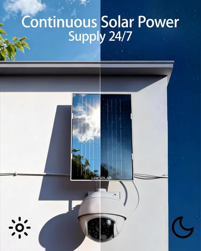 Miniatura 8 de Panel solar para cámara de seguridad, cargador solar de 3 W con enchufe de barril y puerto USB C para cámara de batería recargable al aire libre