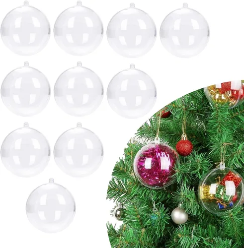 Miniatura 9 de 10 bolas decorativas de plástico transparente de relleno de 2.75 pulgadas, bola transparente para manualidades, Navidad, cumpleaños, boda, fiesta