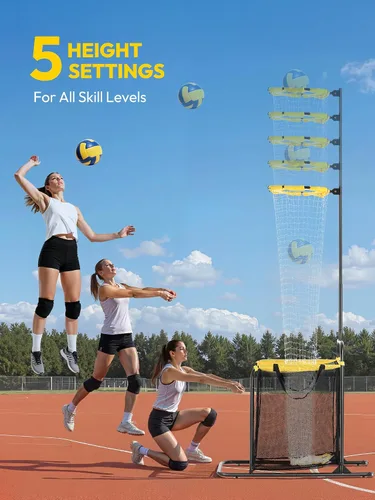 Miniatura 3 de A11N SPORTS Red de entrenamiento de voleibol ajustable con 5 ángulos y ajustes de altura, equipo de entrenamiento de voleibol portátil con 2 modos