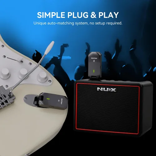Miniatura 6 de NUX C-5RC Sistema inalámbrico para guitarra de 5.8GHz para guitarra con pastilla activa o pasiva, funda de carga incluida, transmisor y receptor