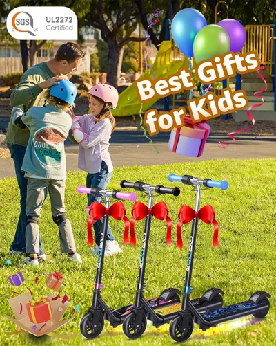 Miniatura 5 de Gyroor H30 Max Scooter eléctrico para niños, pantalla LED, potente motor de 150 W, sistema de freno doble, altura y velocidad ajustables
