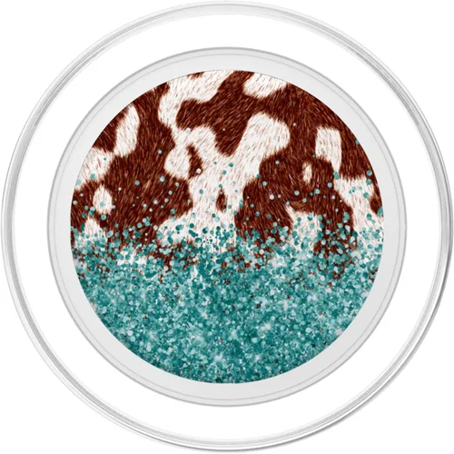 Miniatura 2 de PopSockets MagSafe PopGrip de cuero de vaca marrón con estampado de vaca para iPhone