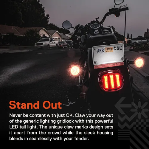 Miniatura 2 de Luz trasera LED TRUE MODS para Harley Davidson - Ensamblaje de lámpara de parada roja cuadrada con diseño de garra y licencia en la parte superior