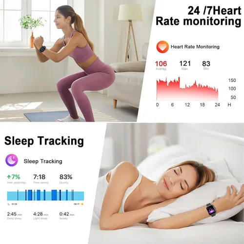 Miniatura 6 de Harper Reloj inteligente para hombres y mujeres, dos correas (silicona + malla) 2.01 pulgadas, HD, reloj inteligente inteligente Bluetooth + control