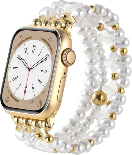 Miniatura 24 de AIRSPO Pulseras de cuentas compatibles con Apple Watch Band de 38, 40, 41, 42, 44 y 45 mm, hechas a mano, para series SE 8, 7, 6, 5, 4, 3, 2, 1