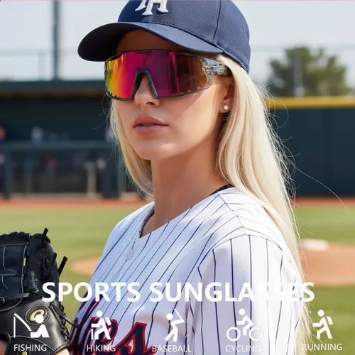 Miniatura 4 de BangLong Gafas de sol deportivas para ciclismo, protección UV400, para pesca, conducción, correr, béisbol, para hombres y mujeres Transparente y rosa
