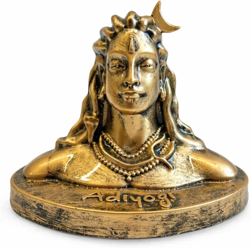 Vedic Charya - Estatua de Adiyogi Shiva de 4.5 pulgadas - Ídolo de resina hecho a mano de Mahadev Dhyana Mudra para tablero del coche, escritorio de