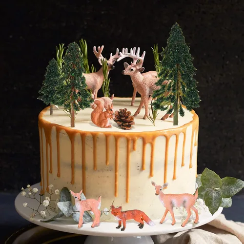 Miniatura 5 de Sratte Juego de 26 figuras de animales del bosque, juguetes de caza, juguetes de caza, suministros de diorama para regalo de regreso a clases