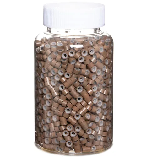 Miniatura 29 de 2500 piezas de cuentas de extensión de 5 mm negras, anillos micro con revestimiento de silicona, microenlaces punta I para extensiones de cabello