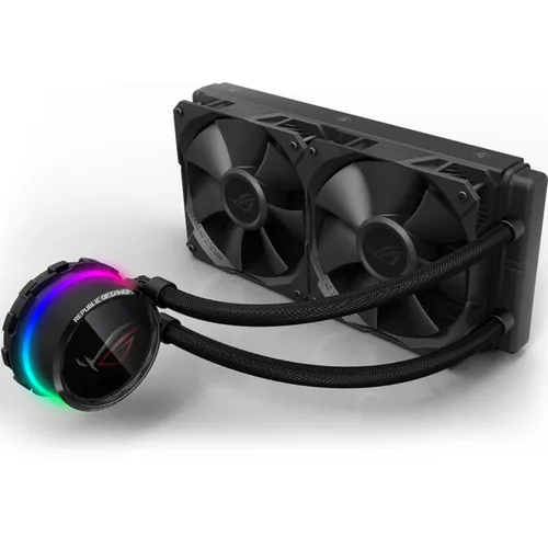 Miniatura 8 de Asus ROG RYUO 240 RGB AIO Enfriador líquido de CPU 9.449 in Radiador Dual 4.724 in 4-Pin PWM Ventilador con panel OLED y ajuste de ventilador 1.77