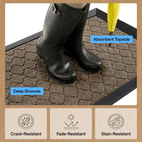 Miniatura 5 de Gorilla Grip WeatherMax - Tapete para todas las estaciones, impermeable, 17 x 29 pulgadas, goma natural duradera, resistente a manchas y Latte