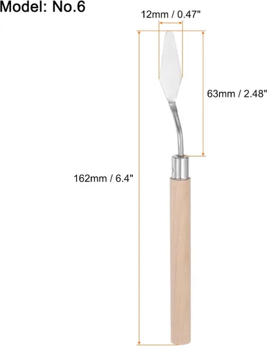 Miniatura 2 de HARFINGTON 2pcs No.6 Paleta Cuchillos 0.472 in Ancho Acero Inoxidable Pequeña Espátula Puntuosa Pintura Cuchillo de Paleta con Mango de Madera